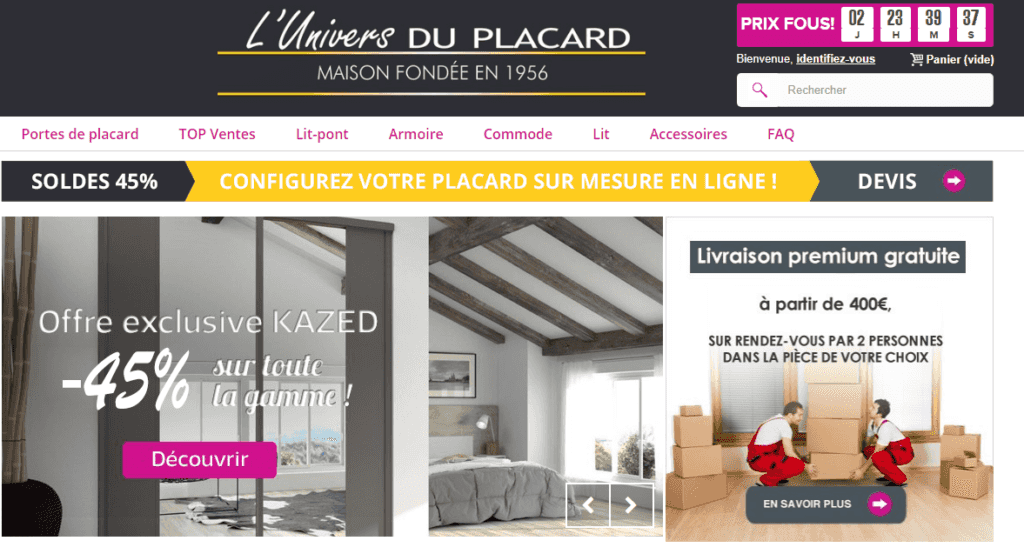 Page d'accueil du site l'Univers du Placard.